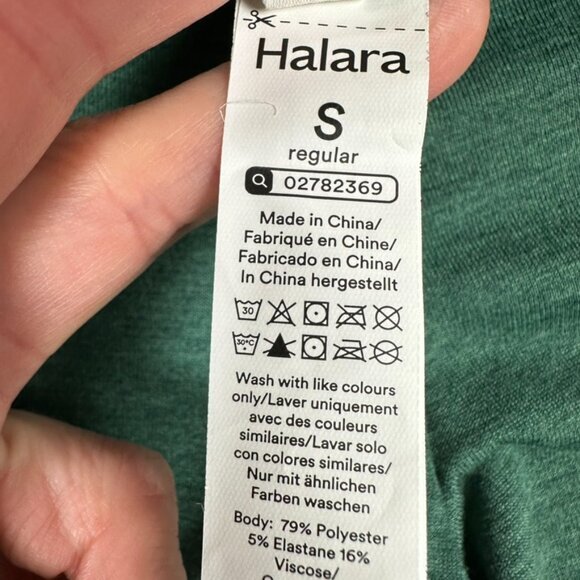 Halara Womens Small Pants High Waist Ruffle Hem Cropped Flared Pockets Green NEW - Picture 8 of 10